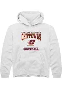 Summit Sportswear Central Michigan Chippewas Youth White Softball Long Sleeve Hoodie