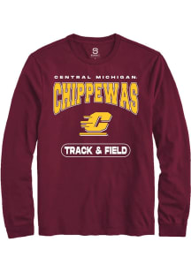 Summit Sportswear Central Michigan Chippewas Maroon Track & Field Long Sleeve T Shirt
