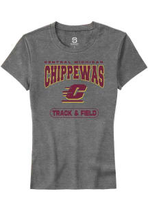 Summit Sportswear Central Michigan Chippewas Womens Grey Track & Field Short Sleeve T-Shirt
