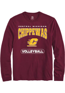 Summit Sportswear Central Michigan Chippewas Maroon Volleyball Long Sleeve T Shirt
