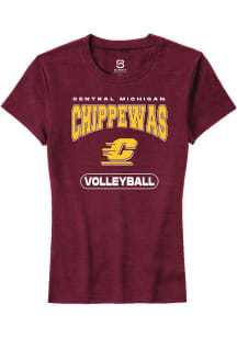 Summit Sportswear Central Michigan Chippewas Womens Maroon Volleyball Short Sleeve T-Shirt