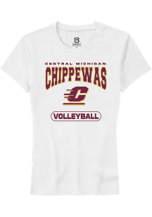 Summit Sportswear Central Michigan Chippewas Womens White Volleyball Short Sleeve T-Shirt