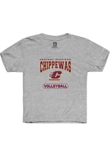 Summit Sportswear Central Michigan Chippewas Youth Grey Volleyball Short Sleeve T-Shirt