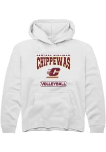 Summit Sportswear Central Michigan Chippewas Youth White Volleyball Long Sleeve Hoodie
