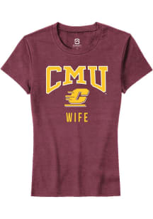 Summit Sportswear Central Michigan Chippewas Womens Maroon Wife Short Sleeve T-Shirt
