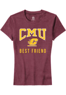 Summit Sportswear Central Michigan Chippewas Womens Maroon Best Friend Short Sleeve T-Shirt
