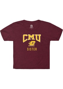 Summit Sportswear Central Michigan Chippewas Youth Maroon Sister Short Sleeve T-Shirt