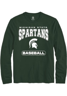 Summit Sportswear Michigan State Spartans Green Baseball Long Sleeve T Shirt