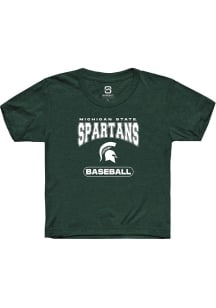 Summit Sportswear Michigan State Spartans Youth Green Baseball Short Sleeve T-Shirt
