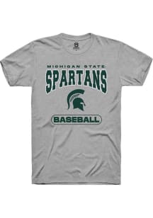 Summit Sportswear Michigan State Spartans Grey Baseball Short Sleeve T Shirt