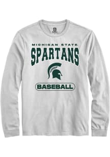 Summit Sportswear Michigan State Spartans White Baseball Long Sleeve T Shirt