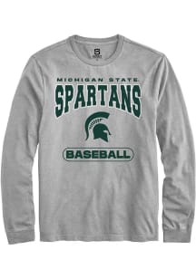 Summit Sportswear Michigan State Spartans Grey Baseball Long Sleeve T Shirt