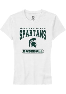 Summit Sportswear Michigan State Spartans Womens White Baseball Short Sleeve T-Shirt
