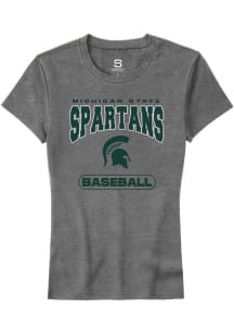 Summit Sportswear Michigan State Spartans Womens Grey Baseball Short Sleeve T-Shirt