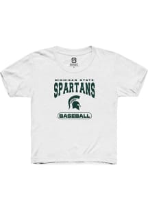 Summit Sportswear Michigan State Spartans Youth White Baseball Short Sleeve T-Shirt