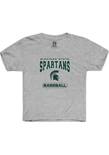 Summit Sportswear Michigan State Spartans Youth Grey Baseball Short Sleeve T-Shirt
