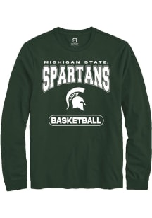 Summit Sportswear Michigan State Spartans Green Basketball Long Sleeve T Shirt