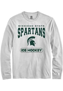 Summit Sportswear Michigan State Spartans White Ice Hockey Long Sleeve T Shirt