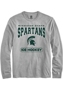 Summit Sportswear Michigan State Spartans Grey Ice Hockey Long Sleeve T Shirt