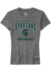 Summit Sportswear Michigan State Spartans Womens Grey Ice Hockey Short Sleeve T-Shirt