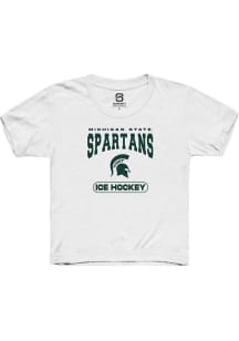 Summit Sportswear Michigan State Spartans Youth White Ice Hockey Short Sleeve T-Shirt