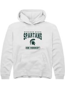 Summit Sportswear Michigan State Spartans Youth White Ice Hockey Long Sleeve Hoodie