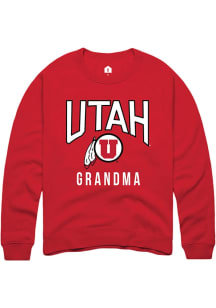 Rally Utah Utes Mens Red Grandma Long Sleeve Crew Sweatshirt