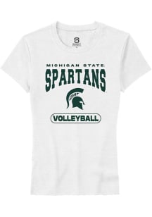 Summit Sportswear Michigan State Spartans Womens White Volleyball Short Sleeve T-Shirt