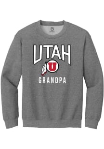 Summit Sportswear Utah Utes Mens Grey Grandpa Long Sleeve Crew Sweatshirt