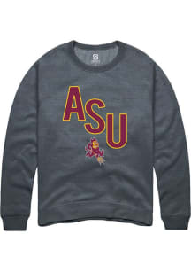 Summit Sportswear Arizona State Sun Devils Mens Charcoal Initials Long Sleeve Crew Sweatshirt