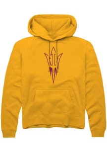 Summit Sportswear Arizona State Sun Devils Mens Gold Primary Logo Long Sleeve Hoodie