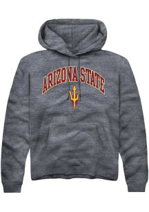 Summit Sportswear Arizona State Sun Devils Mens Charcoal Arch Logo Long Sleeve Hoodie