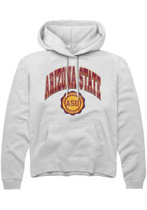 Summit Sportswear Arizona State Sun Devils Mens White Arch Seal Long Sleeve Hoodie