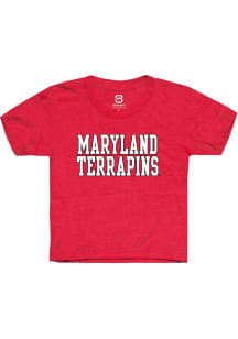 Summit Sportswear Maryland Terrapins Youth Red Straight Block Short Sleeve T-Shirt