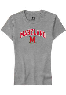 Summit Sportswear Maryland Terrapins Womens Grey Arch Logo Short Sleeve T-Shirt