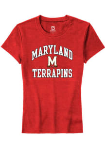 Summit Sportswear Maryland Terrapins Womens Red No 1 Primary Short Sleeve T-Shirt