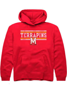 Summit Sportswear Maryland Terrapins Youth Red Chant Bars Long Sleeve Hoodie