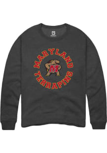 Summit Sportswear Maryland Terrapins Mens Charcoal Circle Long Sleeve Crew Sweatshirt