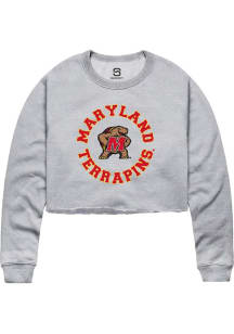 Summit Sportswear Maryland Terrapins Womens Grey Circle Crew Sweatshirt