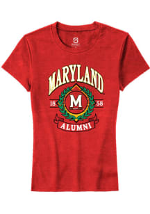 Summit Sportswear Maryland Terrapins Womens Red Alumni Wreath Short Sleeve T-Shirt