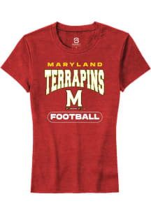 Summit Sportswear Maryland Terrapins Womens Red Football Short Sleeve T-Shirt