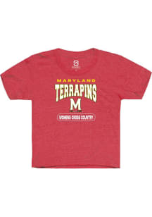 Summit Sportswear Maryland Terrapins Youth Red Womens Cross Country Short Sleeve T-Shirt
