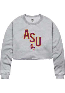 Summit Sportswear Arizona State Sun Devils Womens Grey Heather Initials Crew Sweatshirt