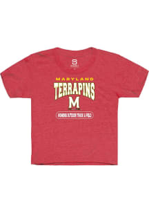 Summit Sportswear Maryland Terrapins Youth Red Womens Outdoor Track & Field Short Sleeve T-Shirt
