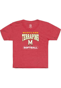 Summit Sportswear Maryland Terrapins Youth Red Softball Short Sleeve T-Shirt