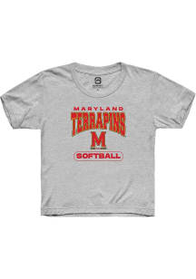 Summit Sportswear Maryland Terrapins Youth Grey Softball Design Short Sleeve T-Shirt