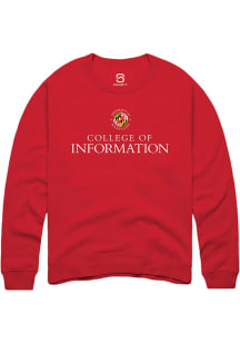 Summit Sportswear Maryland Terrapins Mens Red College of Information Studies Long Sleeve Crew Swea..