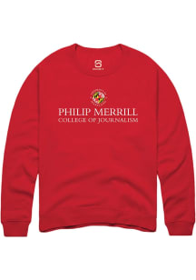 Summit Sportswear Maryland Terrapins Mens Red Philip Merrill College of Journalism Long Sleeve Cre..