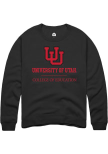 Rally Utah Utes Mens Black College of Education Long Sleeve Crew Sweatshirt