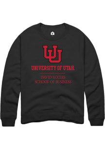 Rally Utah Utes Mens Black David Eccles School of Business Long Sleeve Crew Sweatshirt